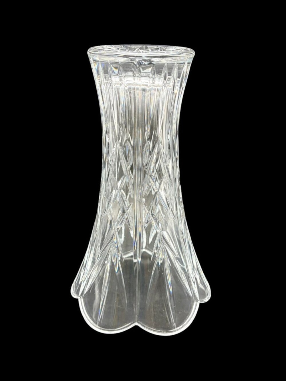 Vtg St George Lead Crystal Vase Crystal DePlomb Style Flared Scalloped Rim 8.5" - Picture 8 of 10
